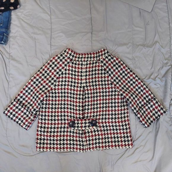 Cato Retro Houndstooth Print 3/4 Sleeved Cropped Jacket - Picture 8 of 13